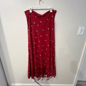 LuLaRoe XL Hot Pink Maxi Skirt with Playful Abstrsct Black and Yellow Accents